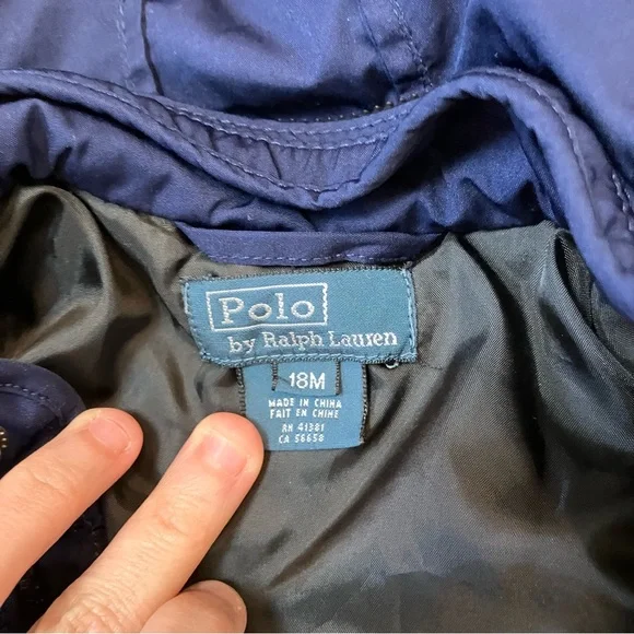 💙 Polo by Ralph Lauren blue hooded outerwear jacket coat toddler 18 months
